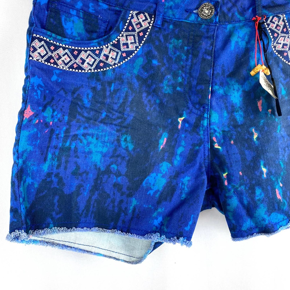 Maison Scotch Shorts Blue Embroidered Denim NWT 28 - Picture 4 of 9